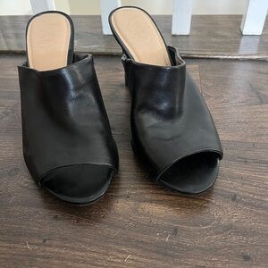 Franco Sarto Black Leather Mules